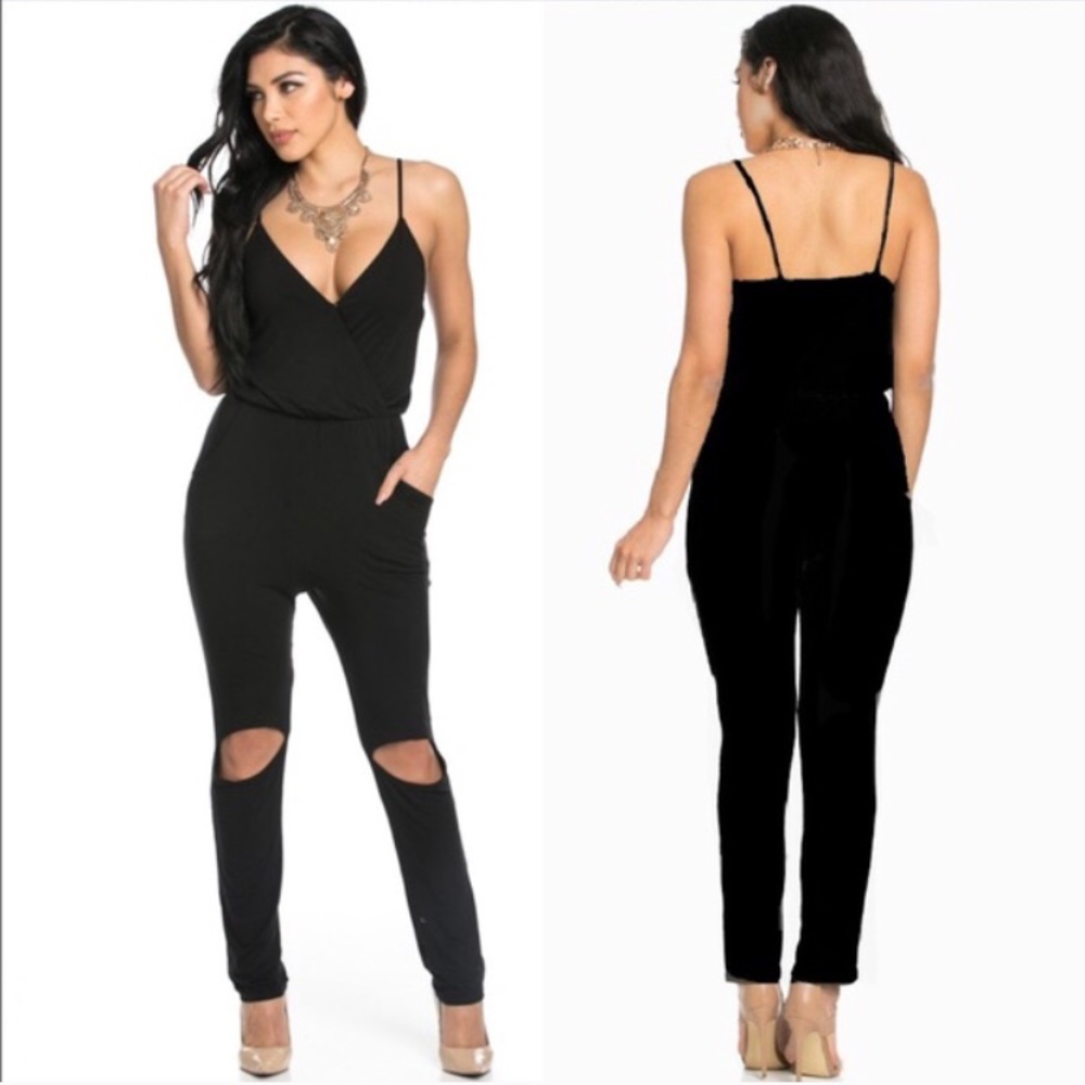 Slit Knee Jumpsuit